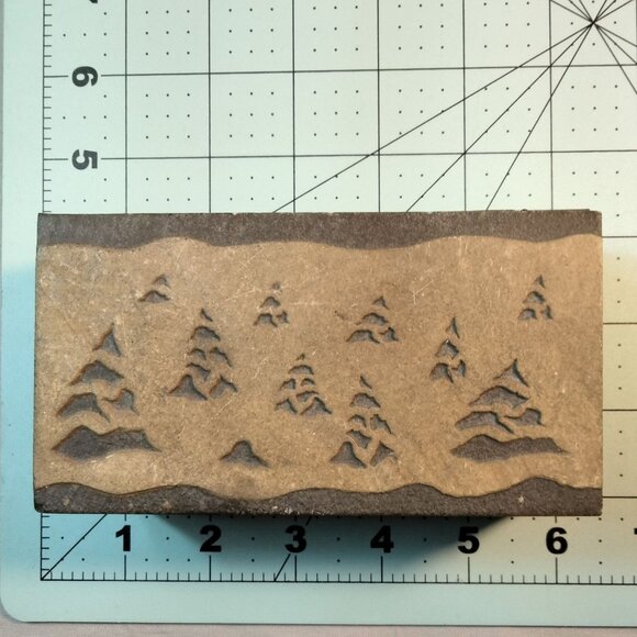 Rustic Metal Stone Engraved Pine Trees Art Scene Lodge Cabin Cottage. - Picture 3 of 8